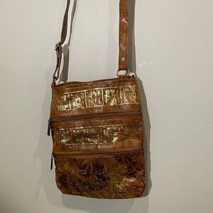 Handmade Egyptian Camel Leather Crossbody bag with adjustable strap boho chic